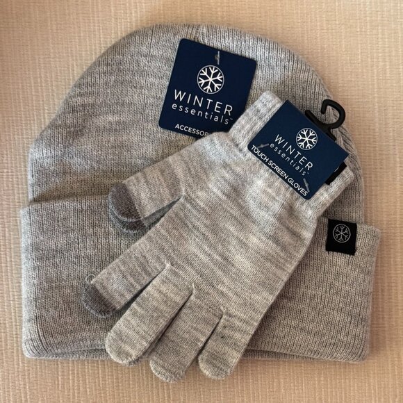 Winter Essential Touch Screen Hat & Glove Set Touch Screen Gloves - Picture 1 of 4